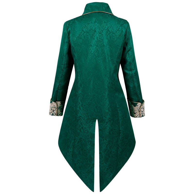 Men's Steampunk Swallow-Tailed Coat Army Green 3XL Gothic Victorian Costume