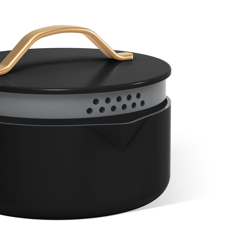 5 Quart Ceramic Nonstick Dutch Oven with Strainer Lid - Black Sesame