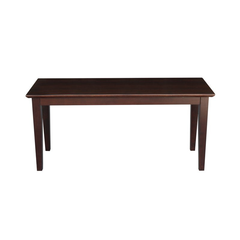 Shaker-Style Bench - Rich Mocha, Solid Parawood Construction