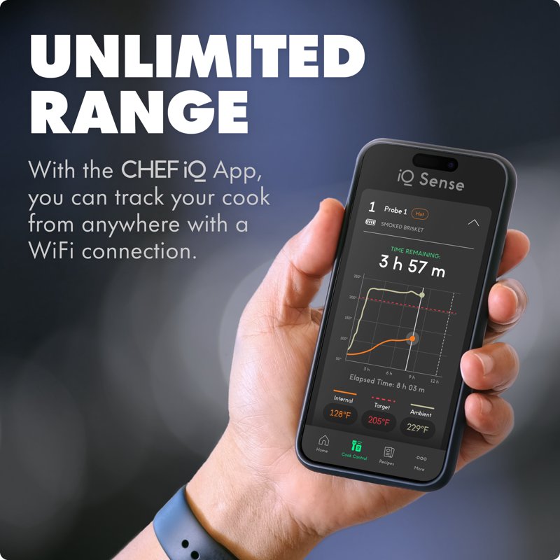 Smart Wireless Meat Thermometer with 4 Probes - Cool Gray
