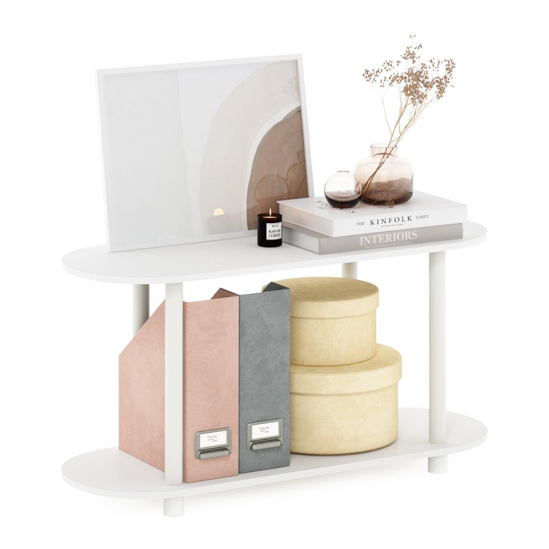 Modern Oval Side Table - No Tools Assembly, White