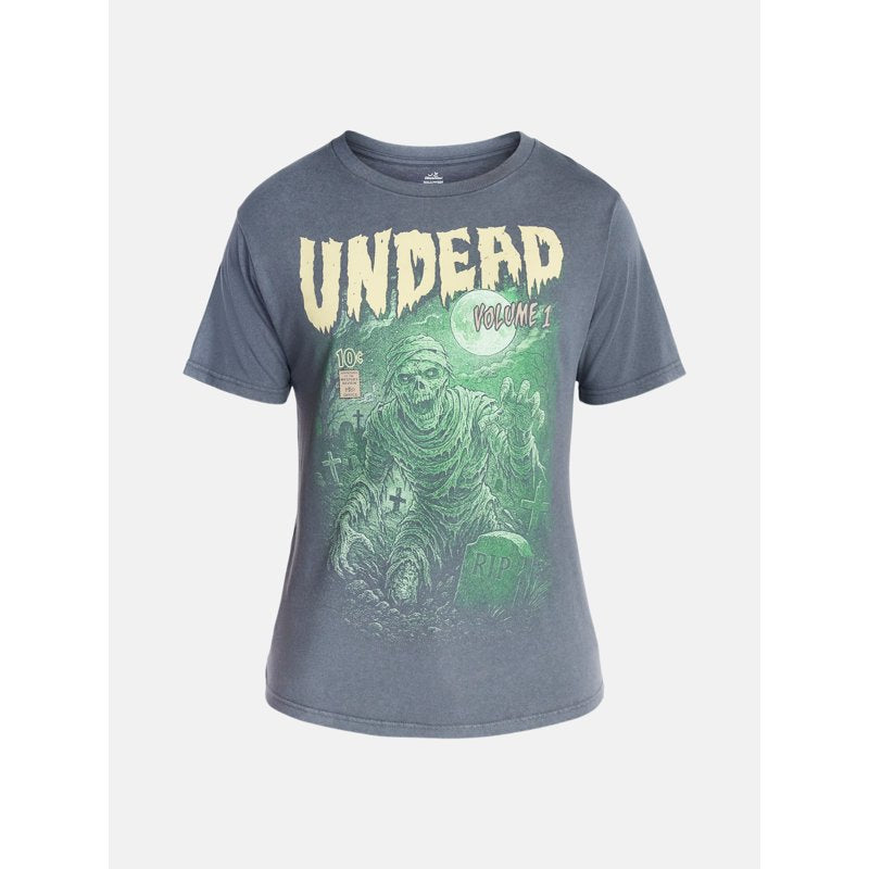 Men's Halloween Monsters Graphic T-Shirt Charcoal 3XL - Spooky Festive Tee