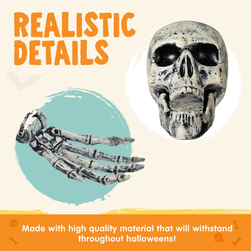 Realistic Posable Skeleton Yard Stakes Set - Outdoor Halloween Skeleton Decorations - 5 Pieces