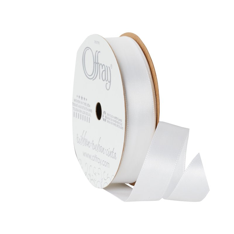 Offray 5/8-Inch x 18 Feet Satin Ribbon - White, Single Face Craft Trim