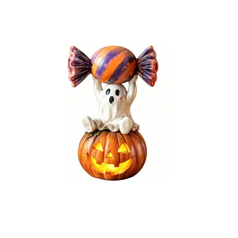 Halloween Ghost Figurine with Drink - Cute Ghost Halloween Decor C Variation