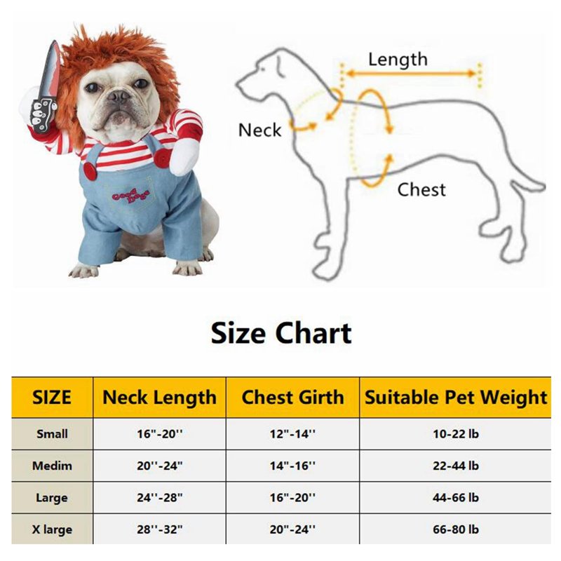Pet Deadly Dog Costume Halloween Cosplay Outfit for Small to Large Dogs