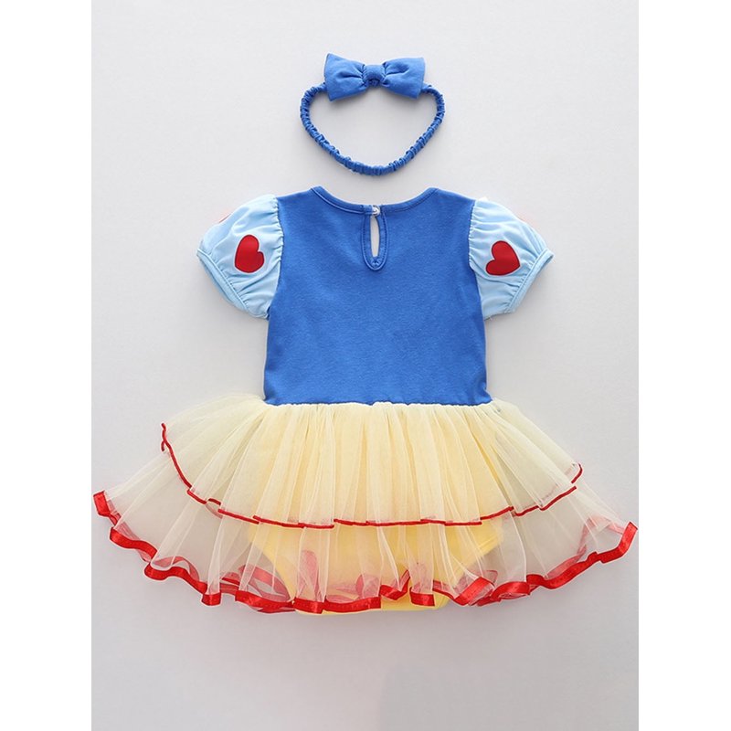 Infant Baby Girl Princess Dress Up Romper Tutu Dress Set with Headband - Snow White 12-18 Months
