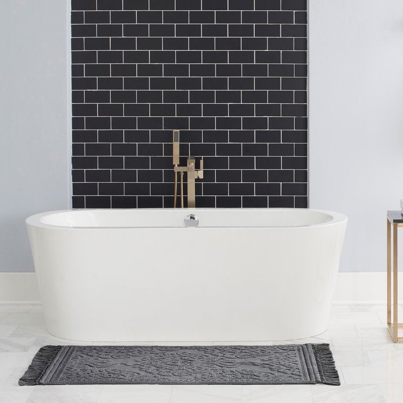 Cotton Fringe Bath Rug 27x45 in. Dark Gray - Bohemian Style, Soft & Absorbent