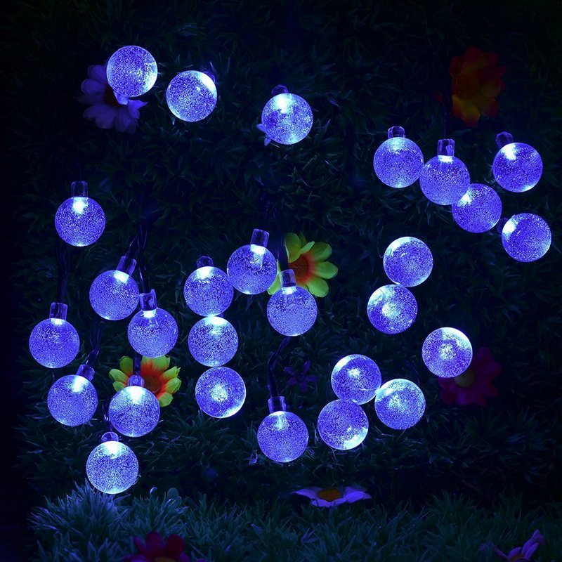 22M Blue Solar Crystal Ball String Lights Waterproof LED Globe Fairy Lights - 8 Modes
