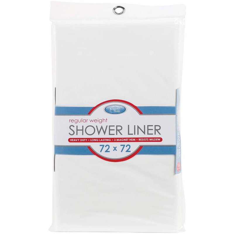 White PVC Shower Curtain Liner 70x72 Inches - Mildew Resistant, Magnet-Weighted Hem