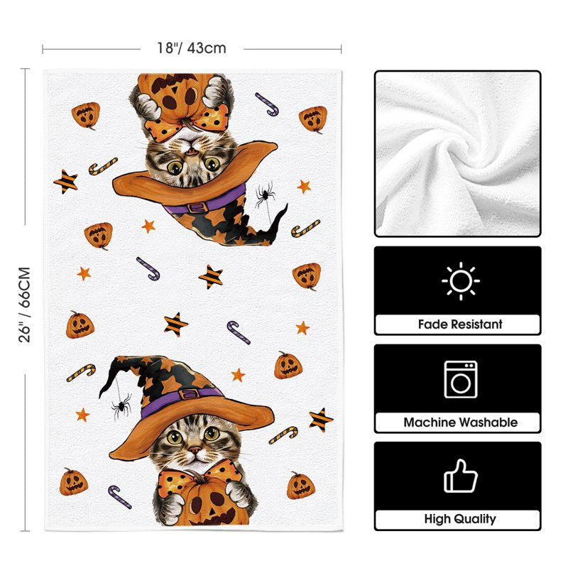 Halloween Spider Web Jack-O'-Lantern Pumpkin Kitchen Towels Set of 2 - 18x26 C