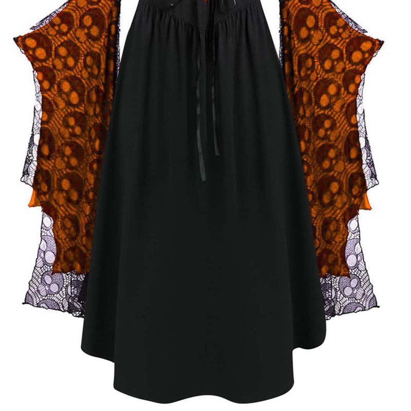 Women's Gothic Witch Dress Halloween Costume AA-Orange S