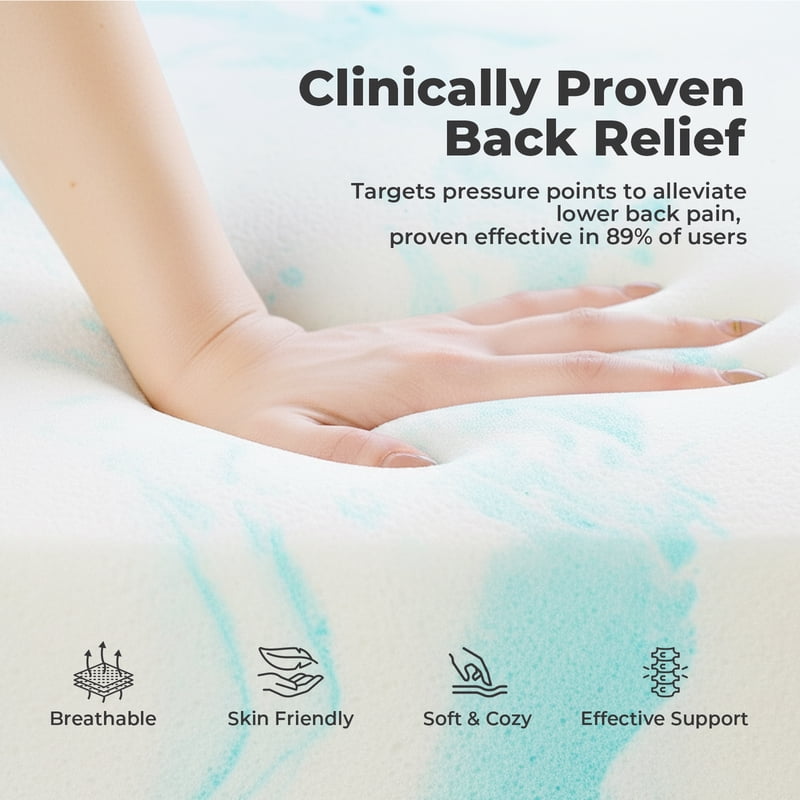 Twin XL 3 Inch Cooling Gel Memory Foam Mattress Topper - Back Pain Relief