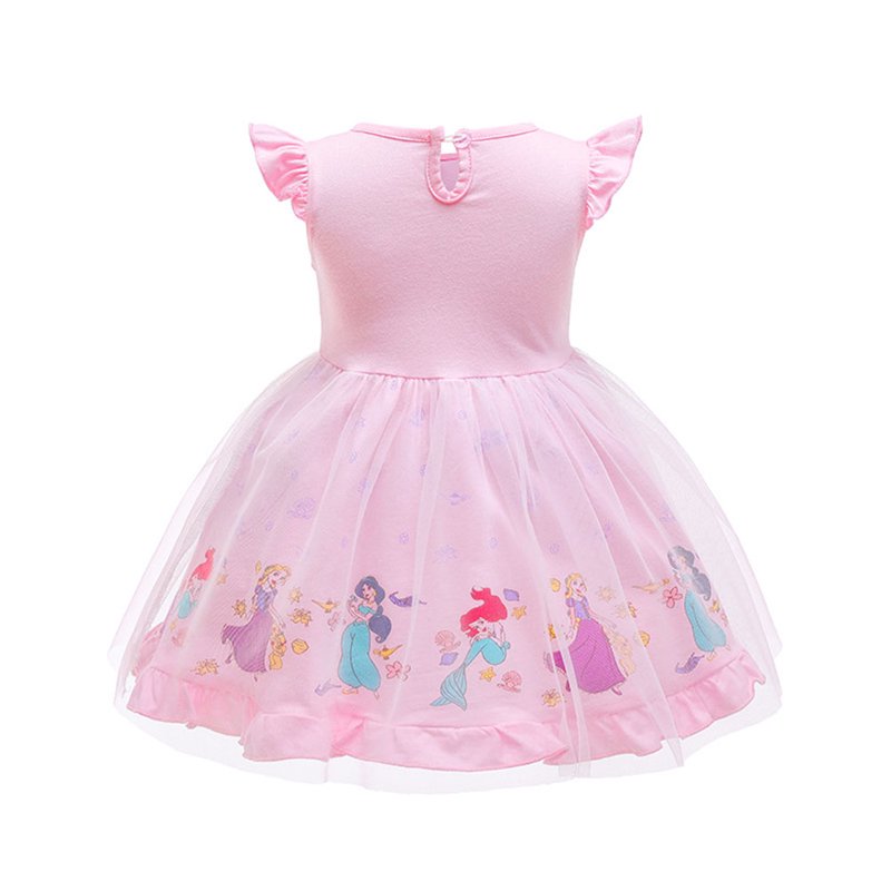 Toddler Girl Princess Dress with Fly Sleeves - Pink Mermaid Variation 2-3T