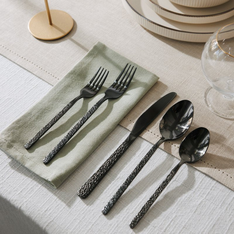 20-Piece Black Stainless Steel Flatware Set - Service for 4