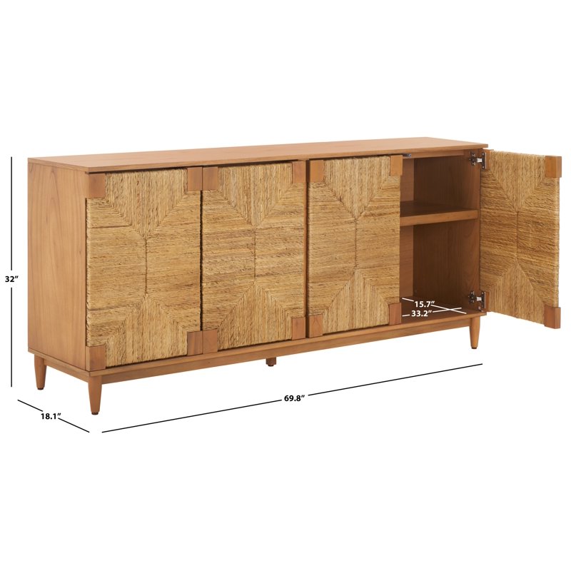 Roseanne Sideboard - Mahogany Wood & Off-White Finish, 2 Shelves