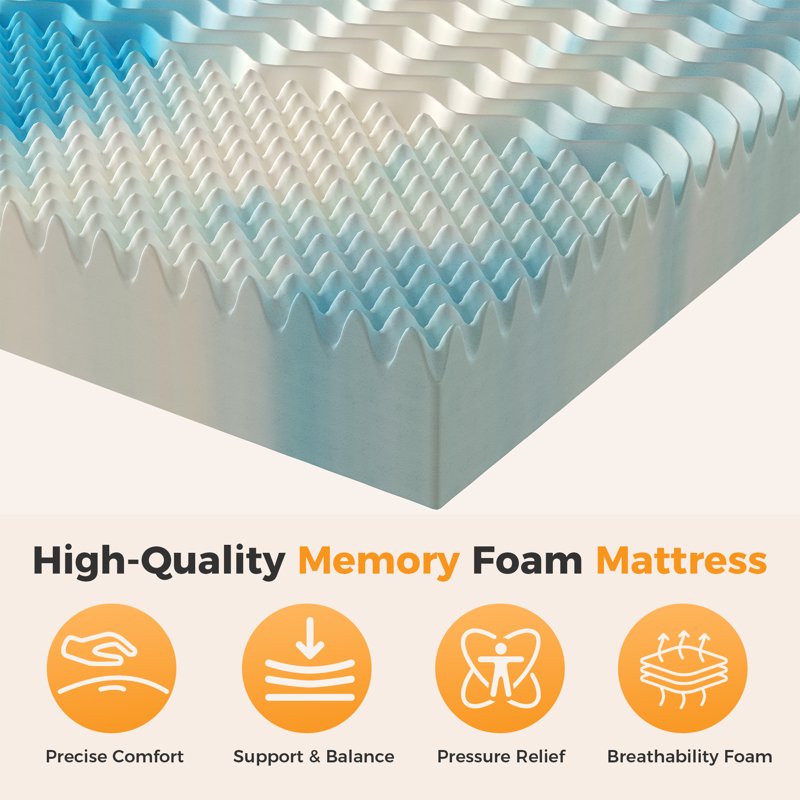 Full 4 Inch Cooling Gel Memory Foam Mattress Topper with 6-Zone Support - CertiPUR-US Certified Bed Pad