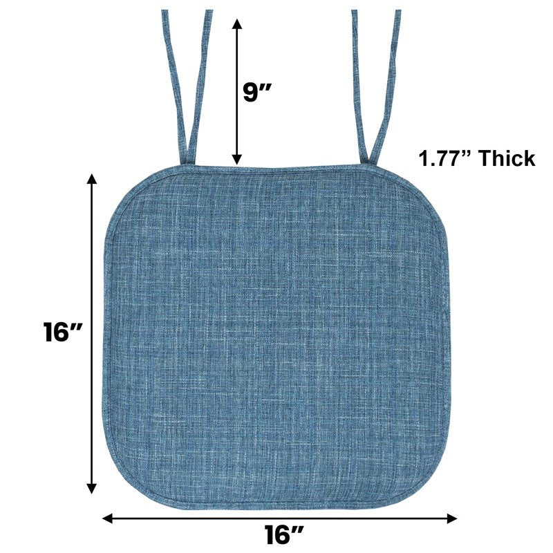 Memory Foam Non-Slip Chair Cushion Pad with Ties - 4-Pack Multi Blue