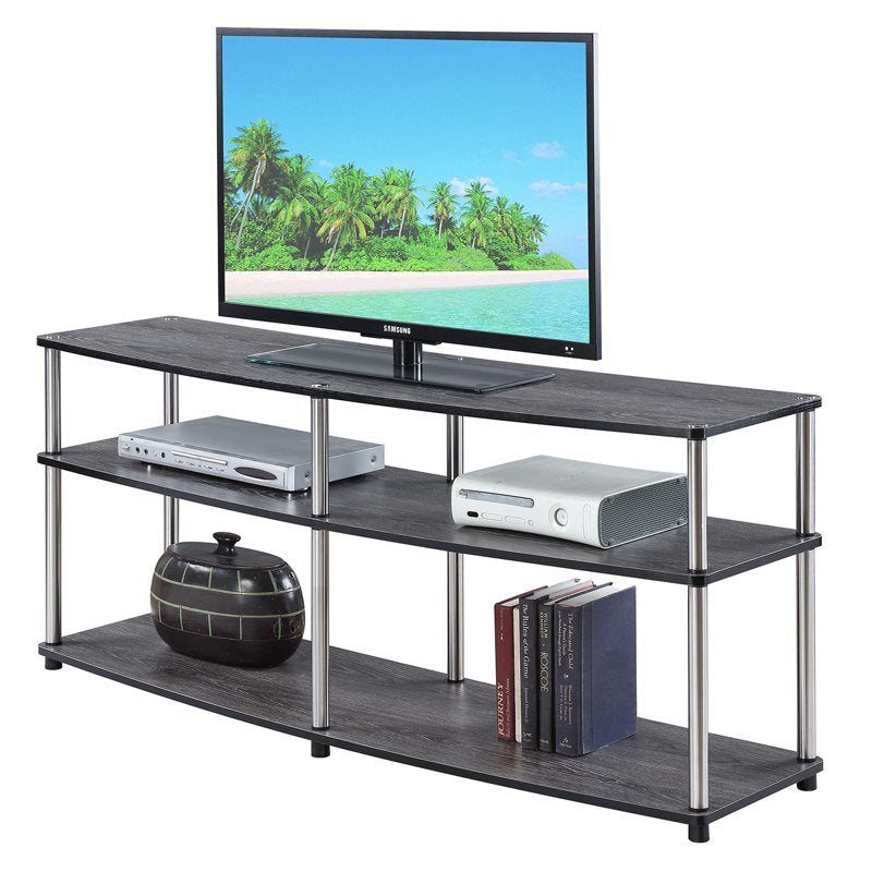 3 Tier Wide TV Stand for TVs up to 65 Inches - Weathered Gray