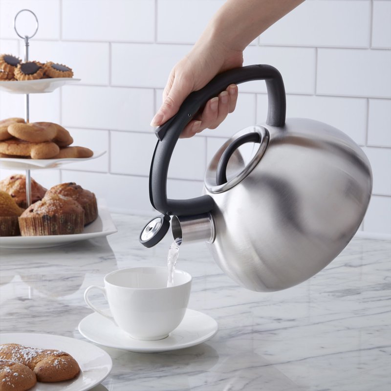 2.3-Quart Brushed Stainless Steel Tea Kettle with Whistle