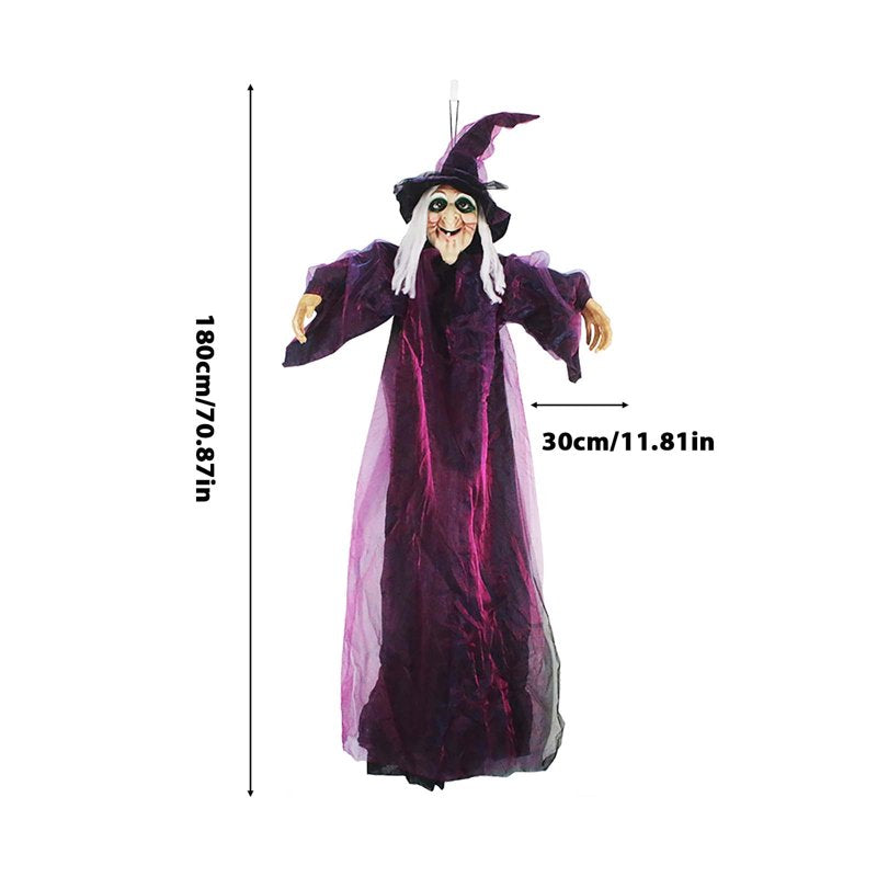 Animated Halloween Witch Decoration with Sound, Light-Up Eyes, Life-Size, Indoor & Outdoor