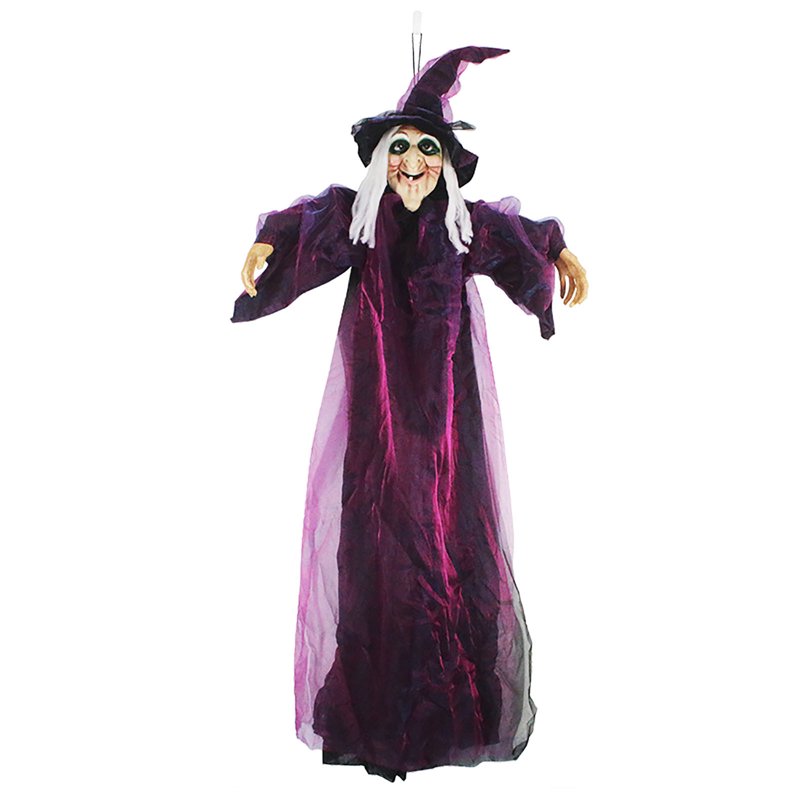 Animated Halloween Witch Decoration with Sound, Light-Up Eyes, Life-Size, Indoor & Outdoor