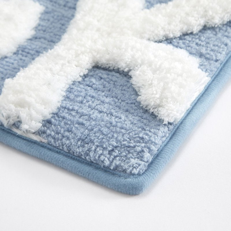 Blue Floral Bath Rug Set - 2-Piece Bathroom Mat Collection, 17x24 & 20x30 Inches