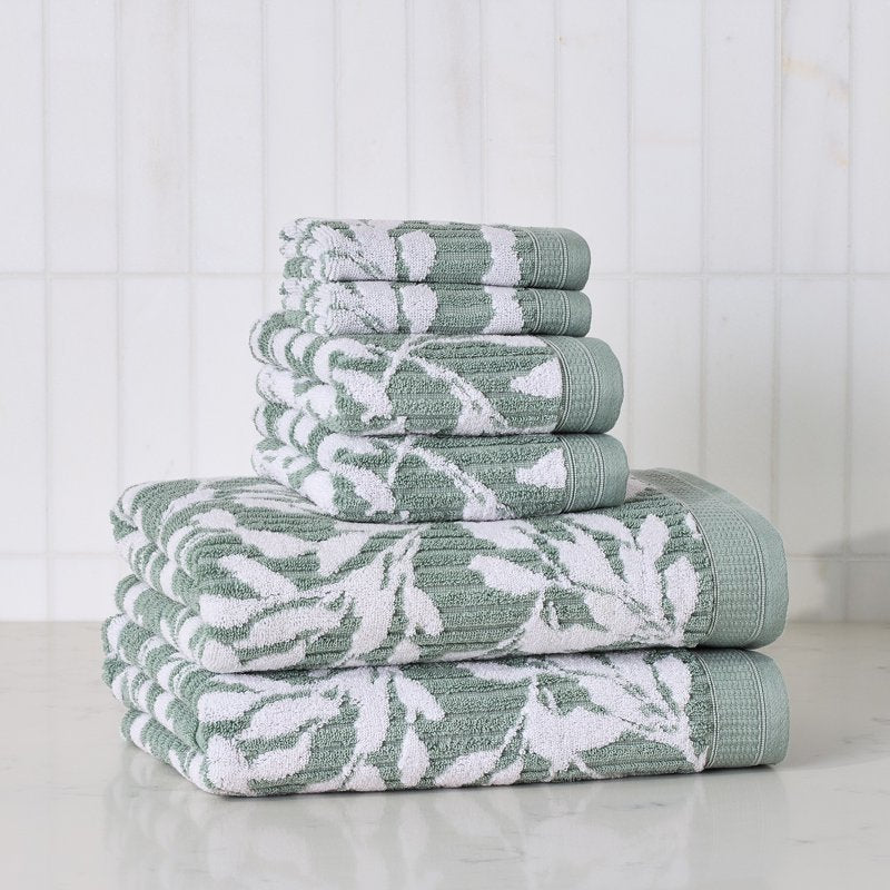 Better Homes & Gardens Signature Soft Floral Bath Towel - Green River/Arctic White - 30x56