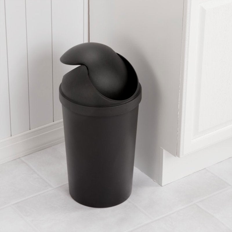 3 Gallon Swing Top Trash Can - 6 Pack, Black