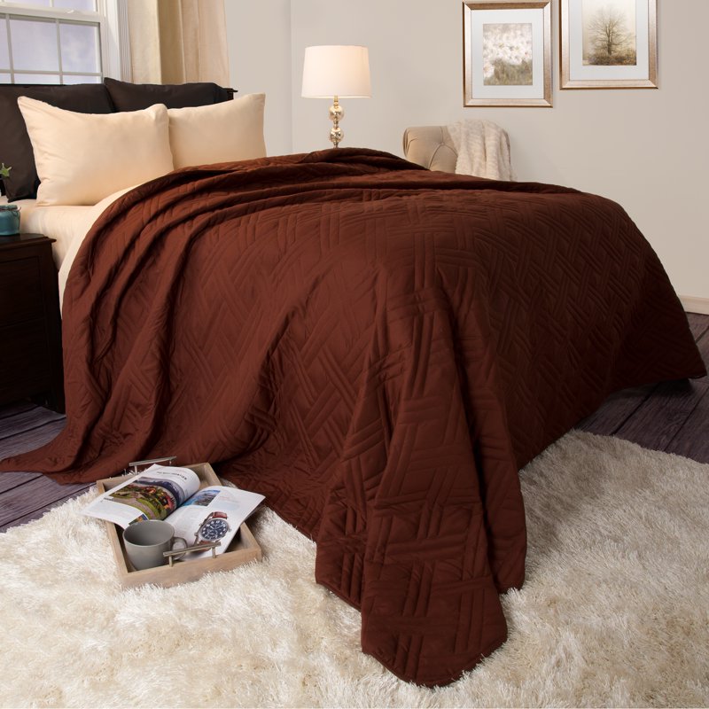 Full/Queen Brown Solid Color Bed Quilt - Somerset Home