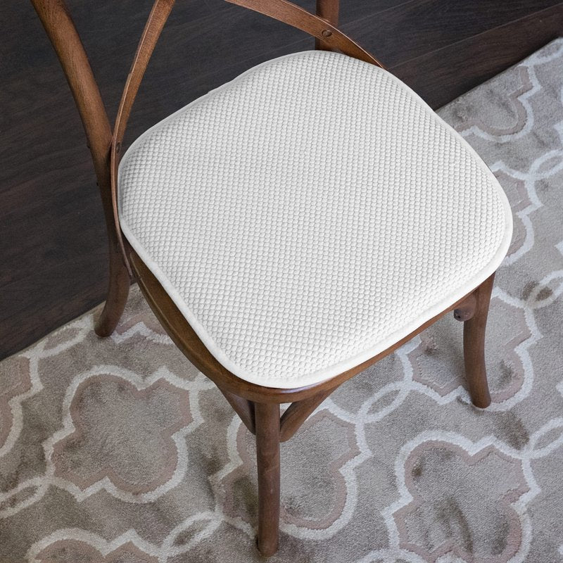 Memory Foam Chair Pad 16" x 16" Non-Slip Back - White, 4-Pack