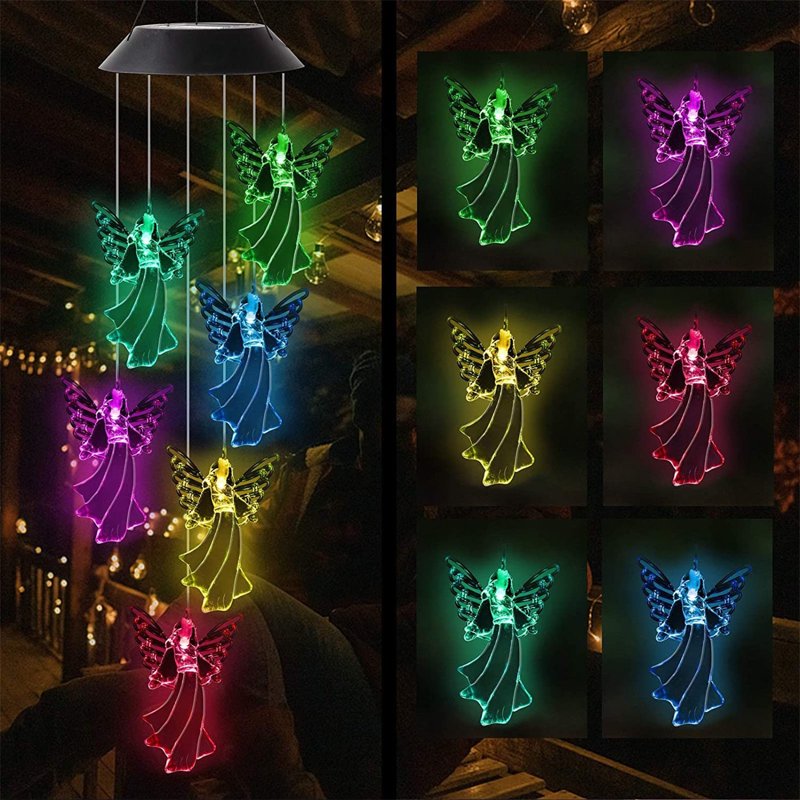 Solar Wind Chime Spinner Outdoor Garden Decor LED Courtyard Ornament - Variation P
