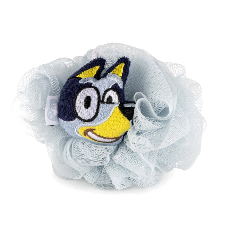 Kids Bluey 3D Loofah - 5 Inch Bath Sponge with Embroidered Character, Soft & Absorbent
