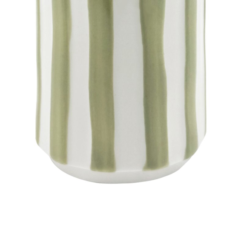 Mainstays Hand Painted Green & White Stripe Toothbrush Holder - Bathroom Accessory