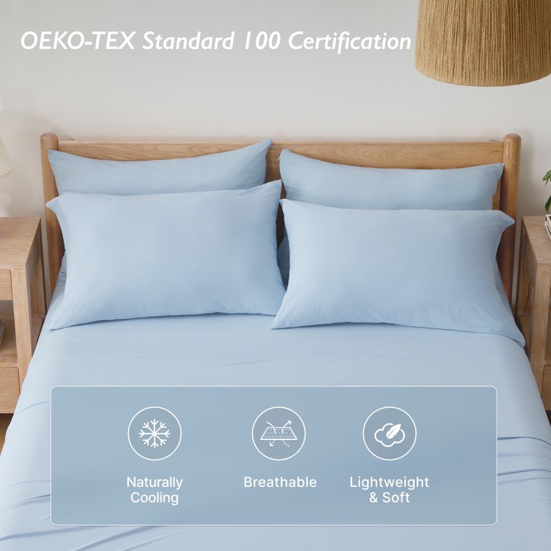 Breescape Essentials B-Cool Cooling Bed Sheets Set - Queen, Blue