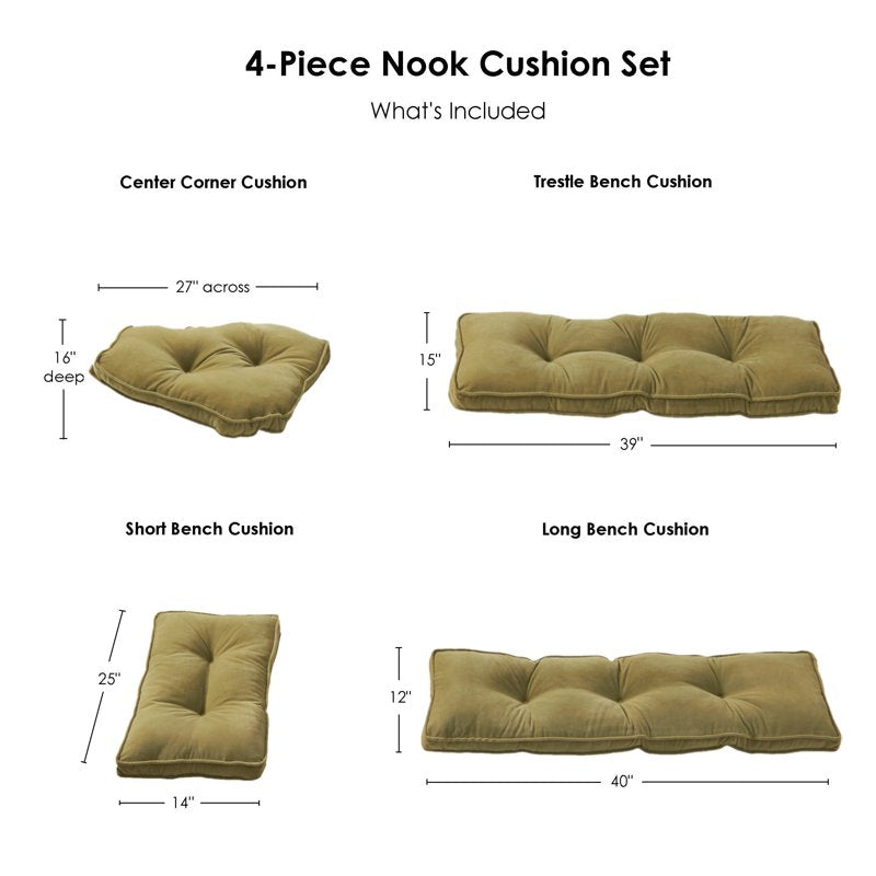 Moss Microfiber Kitchen Nook Cushion Set - 4-Piece by Greendale