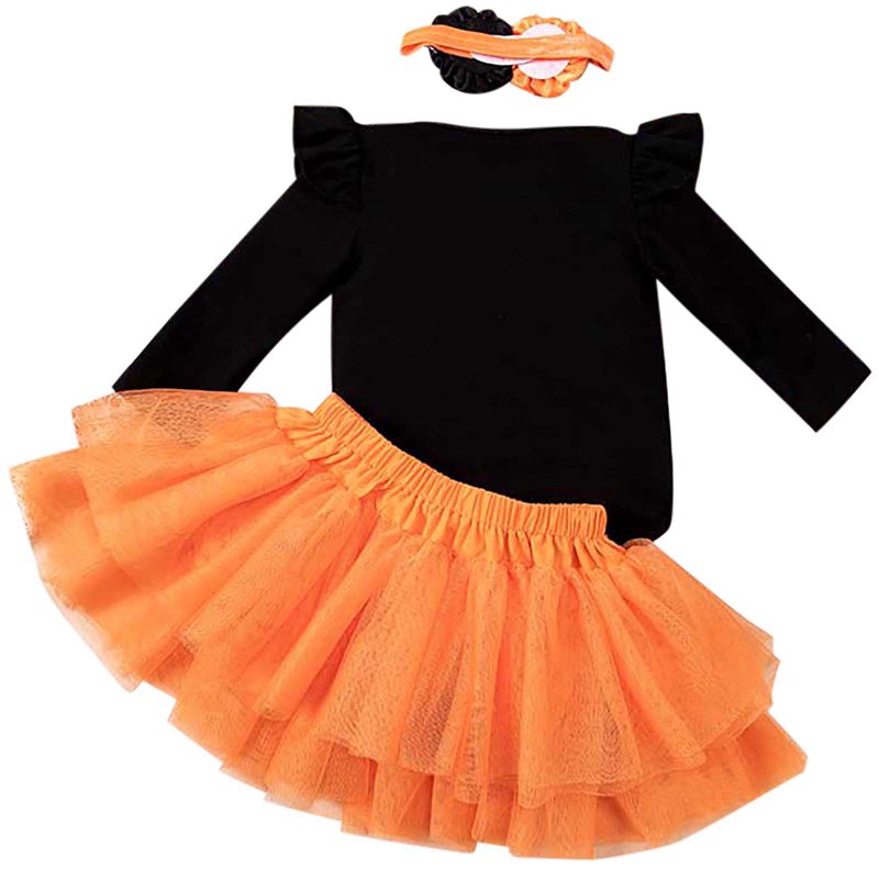 WeeBloom Baby Girl Halloween Romper & Skirt Set - Light Yellow 3-6 Months Z11