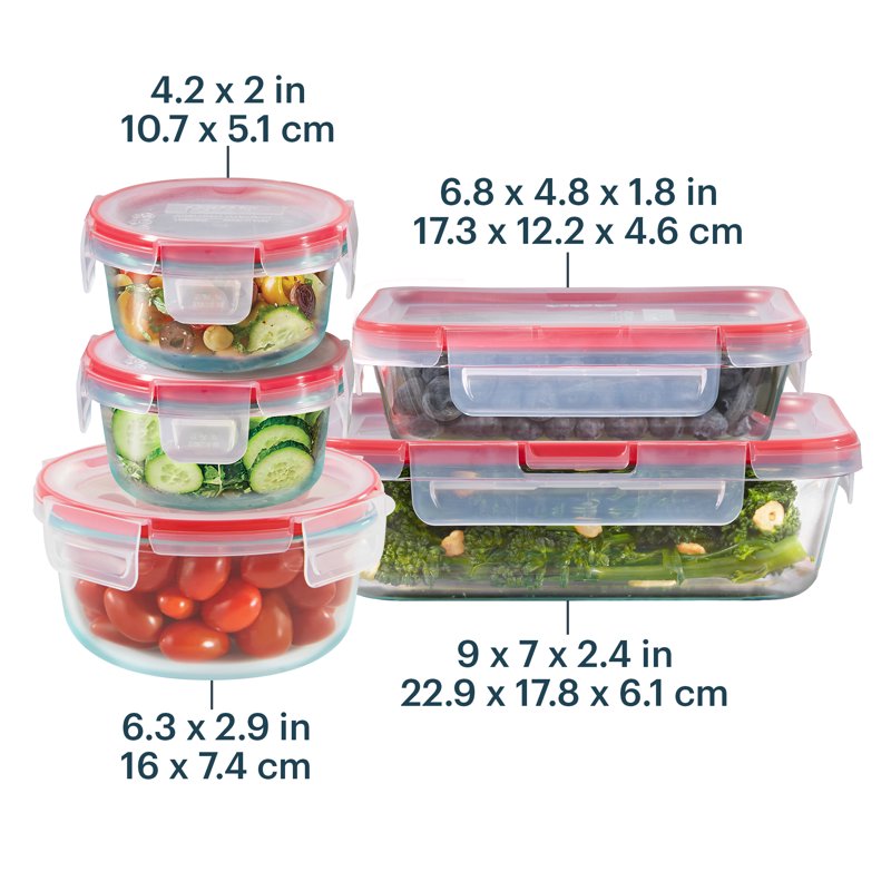 10-Piece Glass Food Storage Set - 3 Pack with Airtight Lids