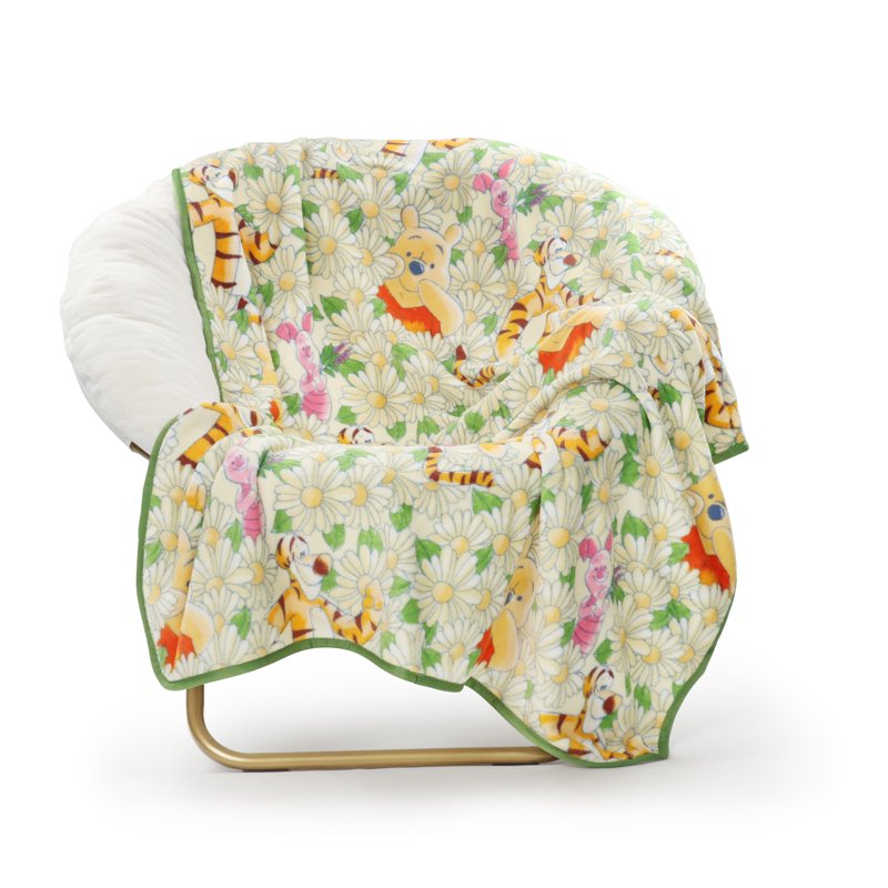 Kids Throw Blanket with Winnie The Pooh Characters - Soft Coral Fleece, 46 x 60 Inches