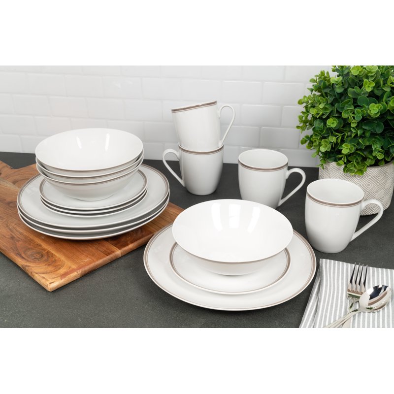 Ceramic Dinnerware Set - 16-Piece in Gray