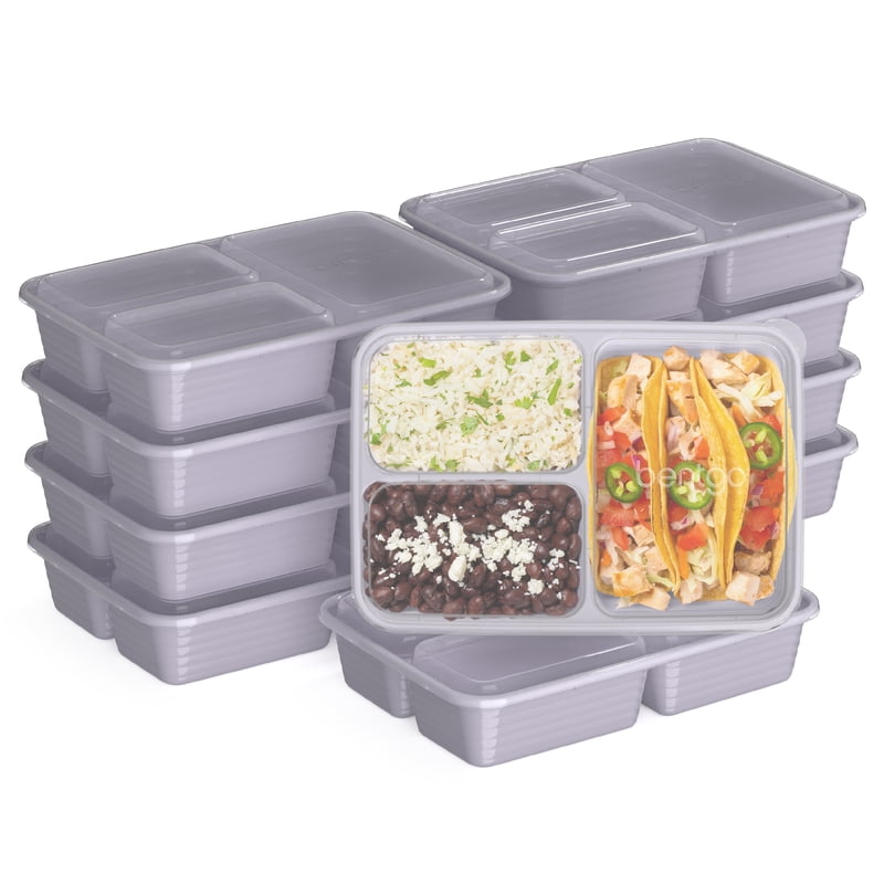 Bentgo Prep 3-Compartment Meal Prep Containers - Lilac, 2 Pack