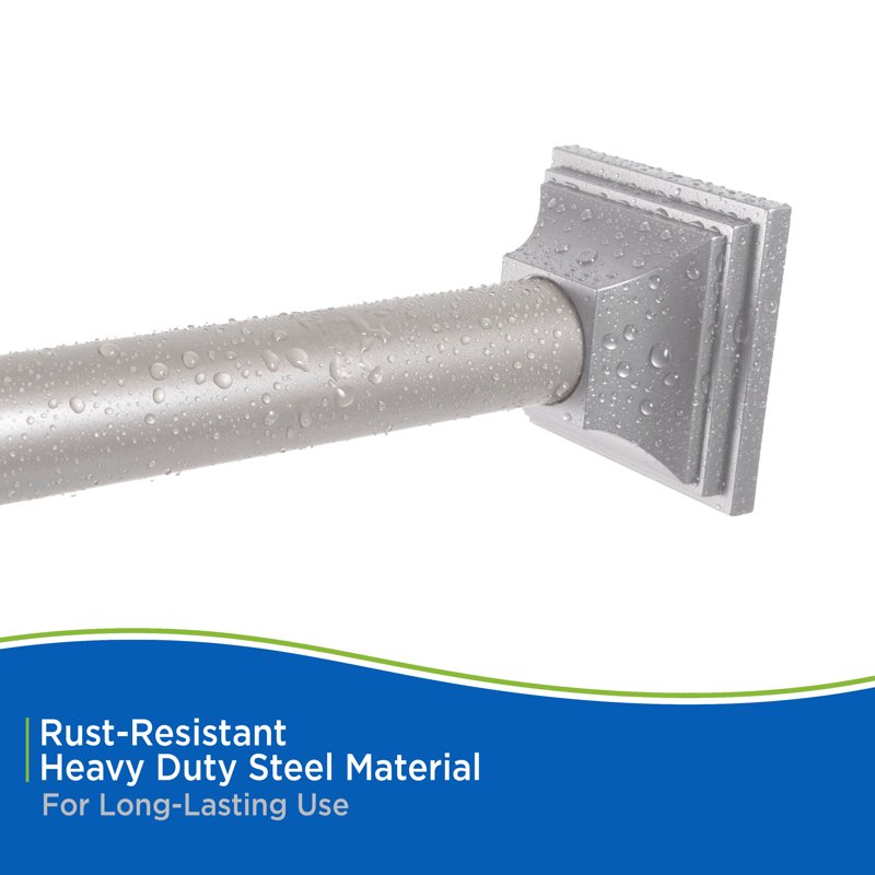 Kenney Twist & Fit No Tools Decorative Shower Curtain Tension Rod - Pewter, Rust-Resistant Steel, 42-72"