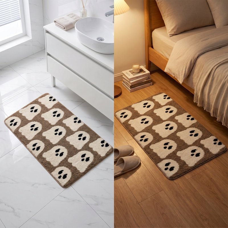 WWC Halloween Ghost Door Mat - 32x20 Inch Non-Slip Fall Entryway Rug - Variation Ghost-L