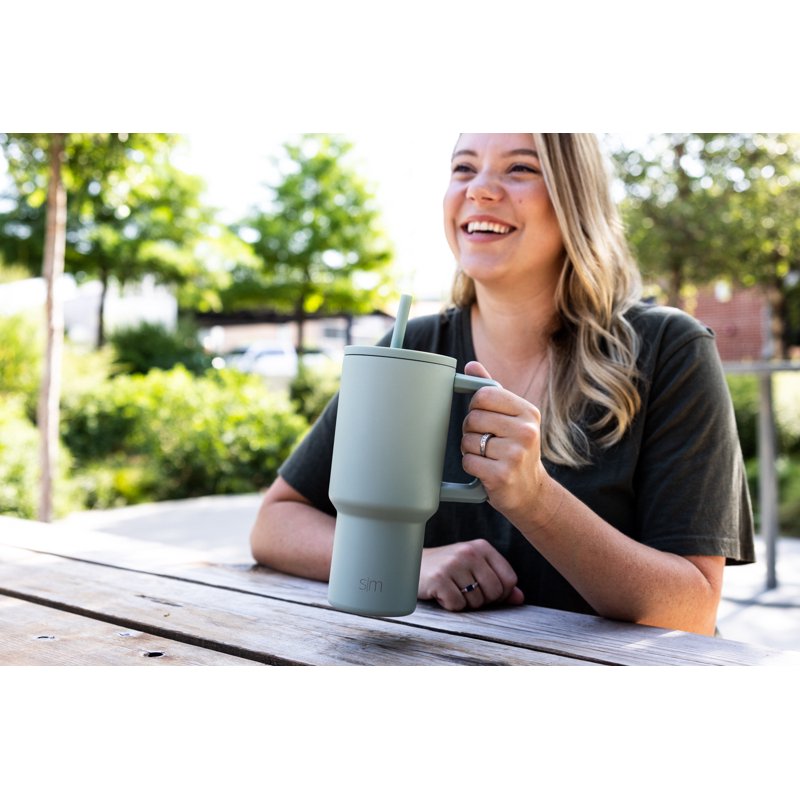 Insulated Stainless Steel Trek Tumbler with Straw Lid - Seaglass Sage