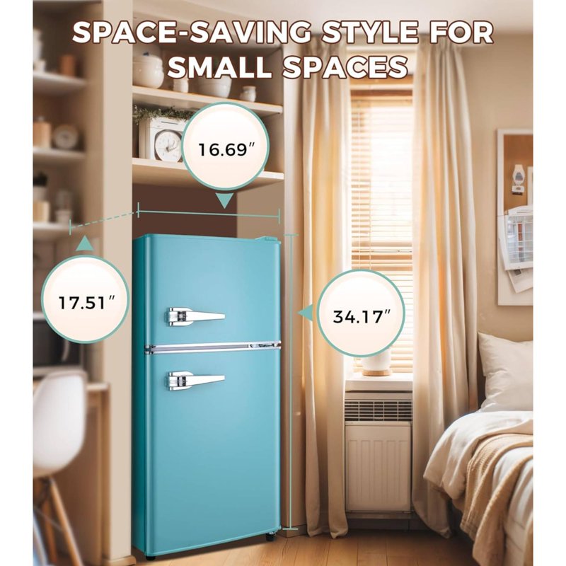 3.5 Cu. Ft. Compact Retro Mini Fridge with Freezer - Light Blue