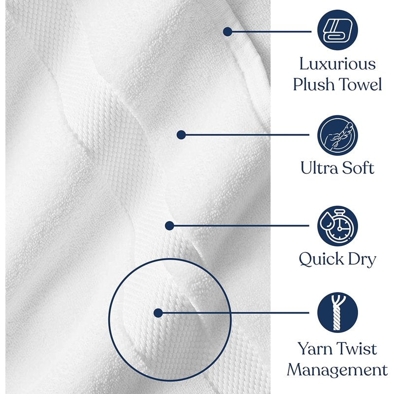 White Organic Cotton Washcloths 6-Pack - 13x13 Inch, Plush & Quick-Dry