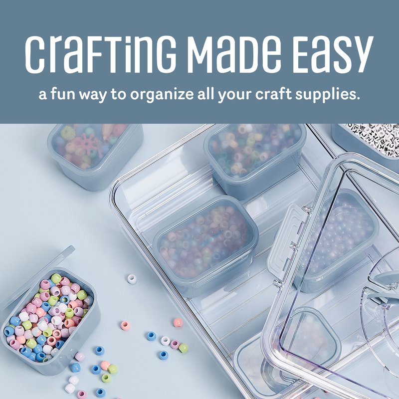 8-Compartment Snack Box with Lids & Handle - Blue
