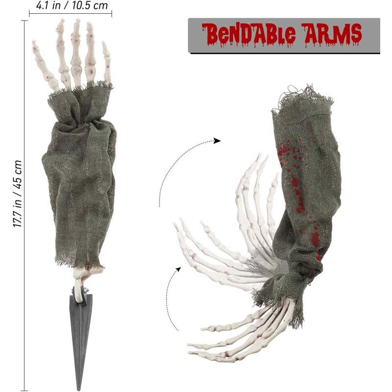 Outdoor Halloween Skeleton Ground Stakes with Skull and Bones Set