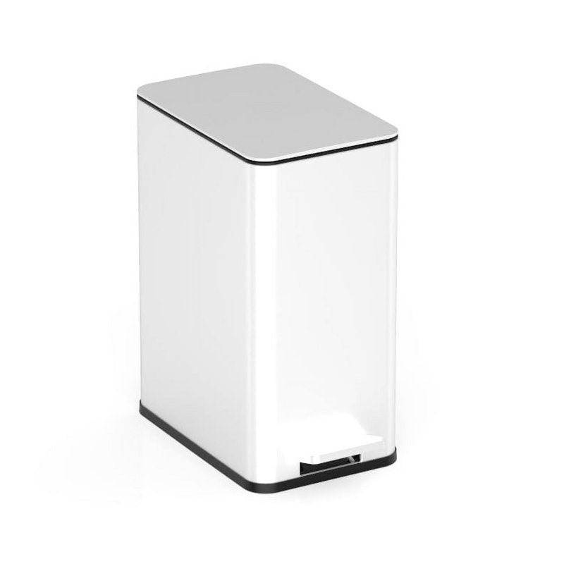 2.6 Gallon Stainless Steel Bathroom Step Trash Can with Bag - White