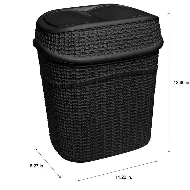 Sailor Knot Swing Top Trash Can - 2.5 Gallon - Matte Black